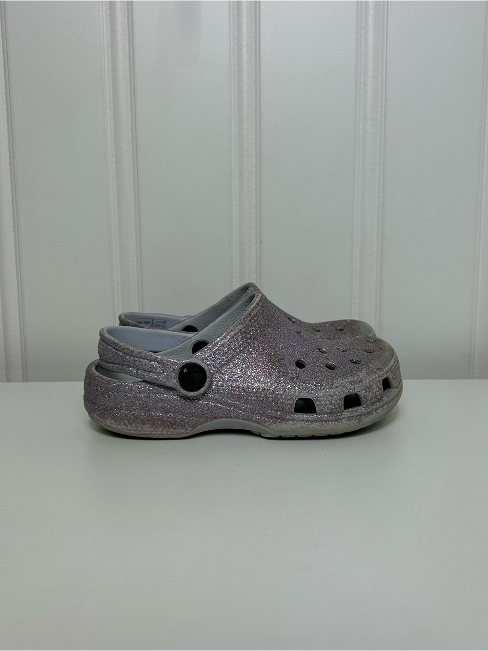 Crocs clog sandals glitter purple hint toddler girls kids 12